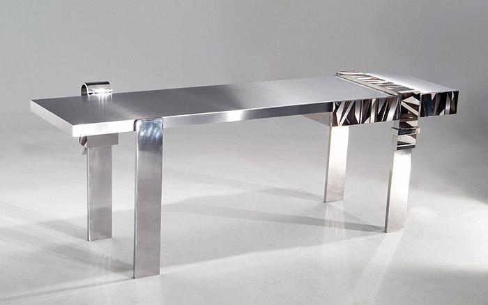 Stainless Steel Desk with Marquetry , 2005