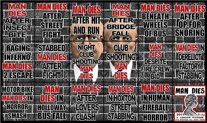 GILBERT & GEORGE, MAN DIES, 2011