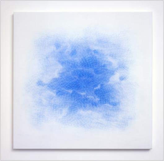 Fleck, 2005 blue pencil on white aquacryl on canvas