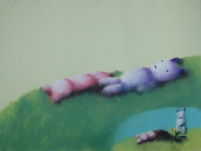 shihh, 2003 pastel on handmade colored paper