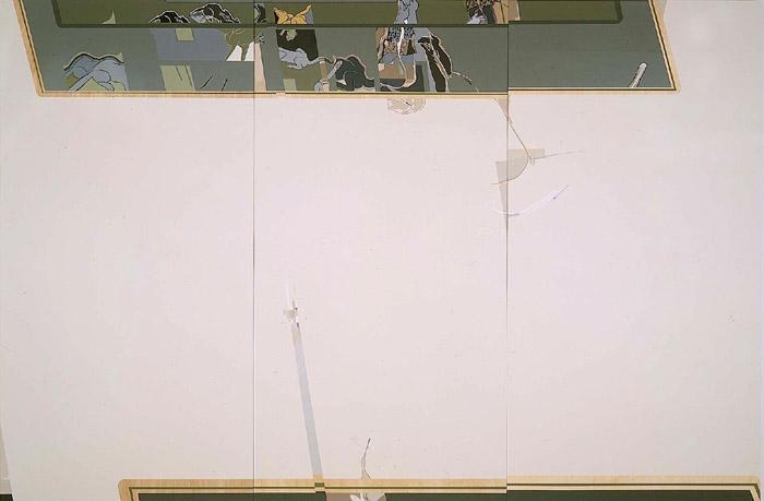 Whoa, 2000 acrylic on wood panel, triptych
