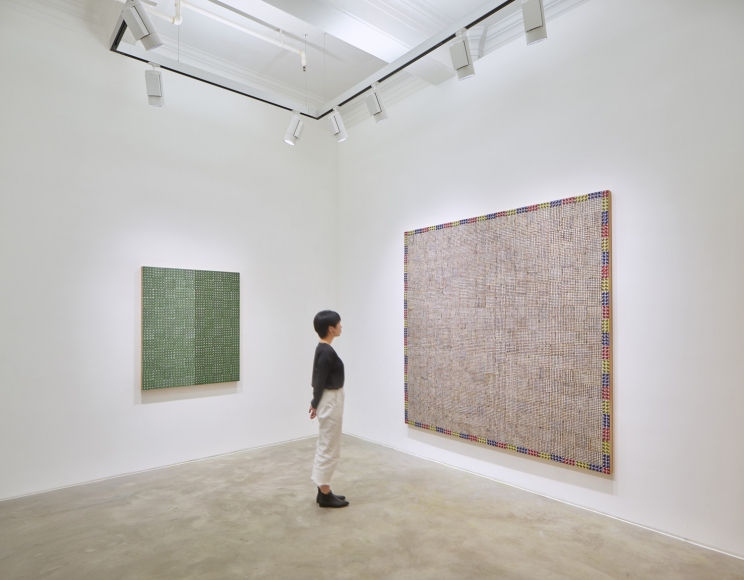 McArthur Binion, Hand:Work:II, Installation view at Lehmann Maupin, Hong Kong