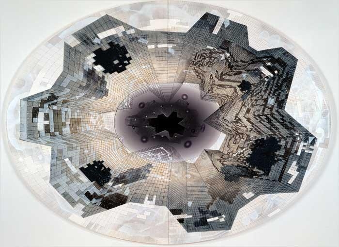Spaceland, 2000 acrylic, pigment printout and 3-D printout on canvas