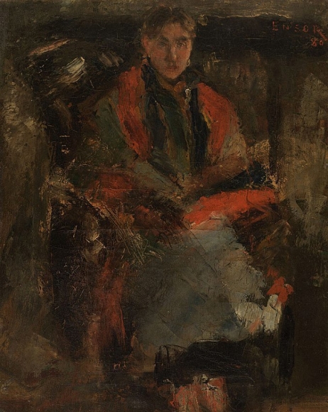 James Ensor La femme au châle rouge (Woman with a Red Shawl)