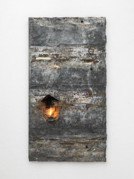 Untitled (Oriental landscape), 1979, Lead, burnt wood, iron, paper, oil