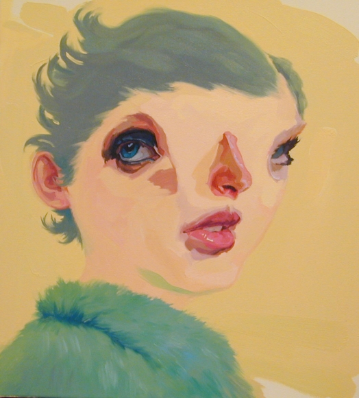 portrait of a woman with a yellow background by yi chen