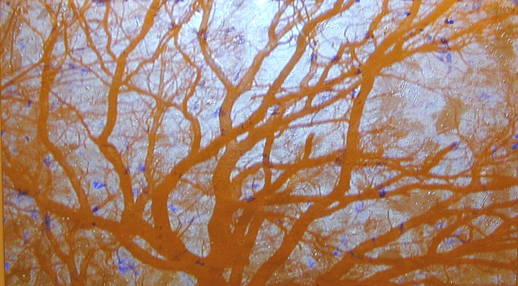 Gold / Blue Sky, 2003, Video projection, oil and enamel on linen