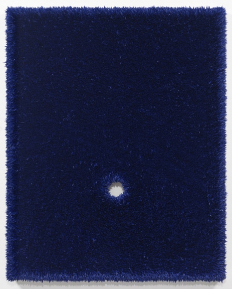 a glory hole painting by contemporary artist donald moffett in dark blue color