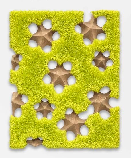 Lot 112015 (spore fall, chartreuse), 2015, Oil on linen with wood panel support