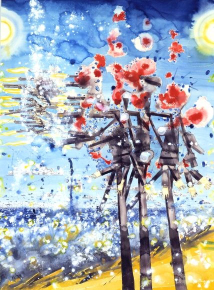 Untitled (Suicide), 2003, Watercolor and urethane on paper