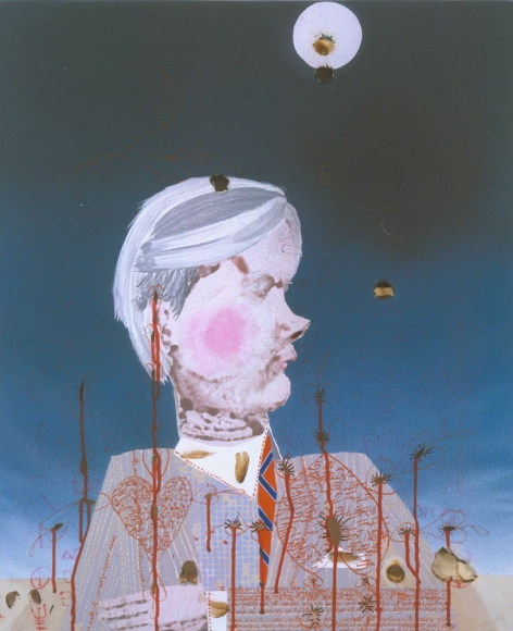 portrait of a man in profile with a stripped tie by barnaby furnas