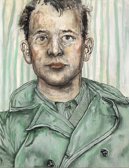 portrait of a man in green by hannah van bart