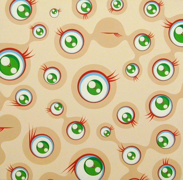 Jellyfish Eyes Cream, 2001, Acrylic on canvas mounted on wood