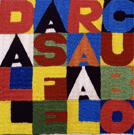 Dalla sfera al cubo, 1989, Embroidery on fabric