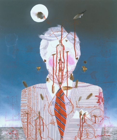 portrait of a man in a stripped tie by barnaby furnas