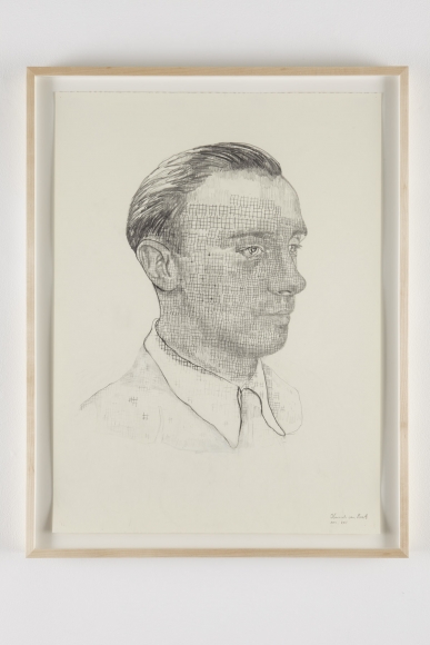 a drawing in graphite on paper of a man's head by contemporary artist Hannah van Bart