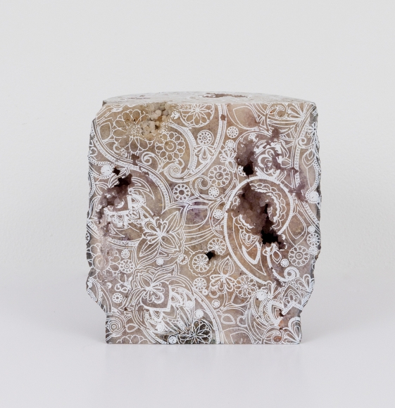 Untitled, 2015, Pink quartz and silkscreen ink