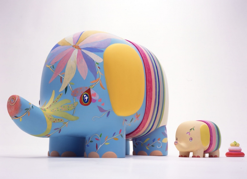 pair of blue elephants by chinatsu ban