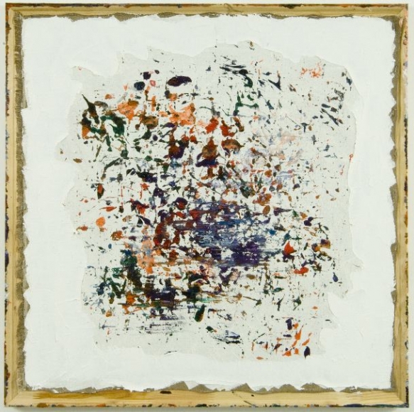 painting by mike cloud centered by colorful abstractions