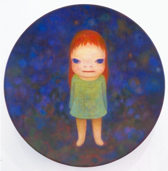 blue roundel with standing girl by yoshimoto nara