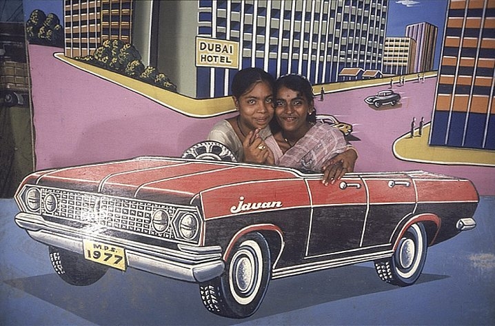 Asha and Mumtaz in a Photo Studio, on Falkland Road, Bombay, India (from Falkland Road Series), 1978, Cibachrome