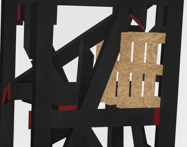 an architectural painting by serge alain nitegeka for sale at a chelsea contemporary art gallery