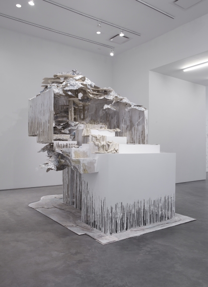 At the Vanishing Point, 2012, steel, polymer gypsum, fiberglass, wood, foam, aluminum foil, paint
