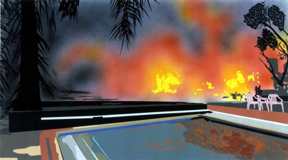 Pool with fire by Francesca Gabbiani