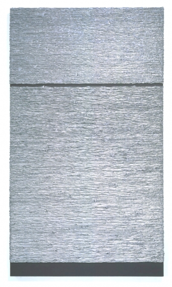 textured grey rectangle with split in upper half by donald moffett
