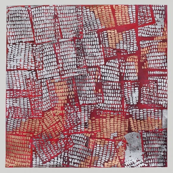 print with overlapping abstract forms by mindy shapero