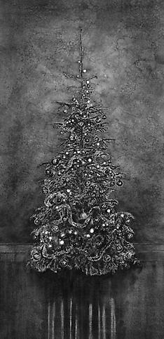 Christmas Tree, 2010, Watercolor on Arches paper in wooden frame