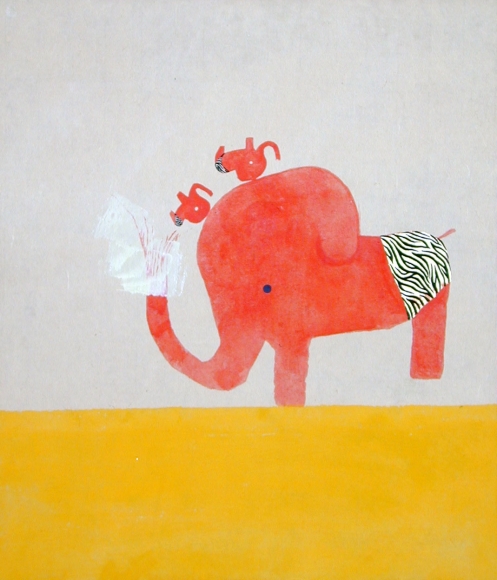 red elephant and yellow floor by chinatsu ban