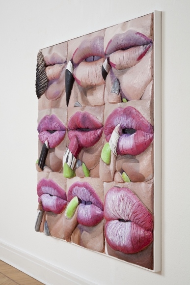 Crystal Pink Lip, 2017, Acrylic on panel with wood frame