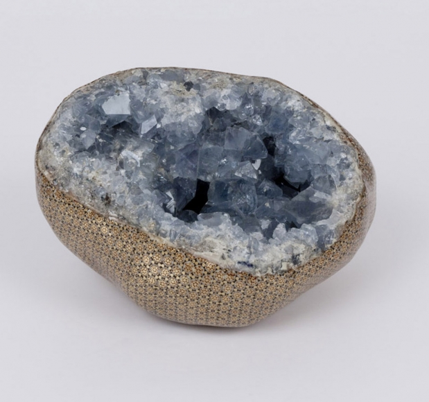 Untitled, 2015, Blue quartz and marquetry