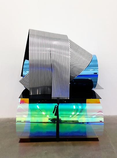 a folded or rolled sculpture tied together by Julia Dault