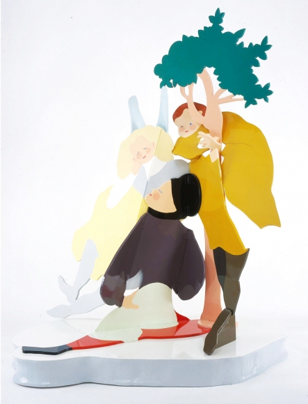 enamel sculpture of three figures by rachel feinstein