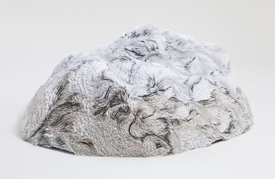 fiberglass sculpture with grey metallic sheen by mindy shapero