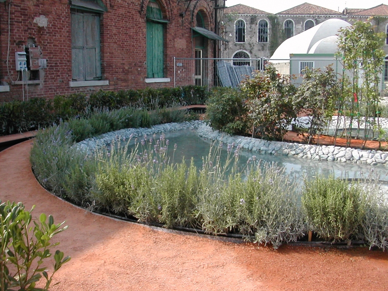 Yin Yang Garden, 2000-5 (detail), Fish pond with water lilies surrounding earth and plants