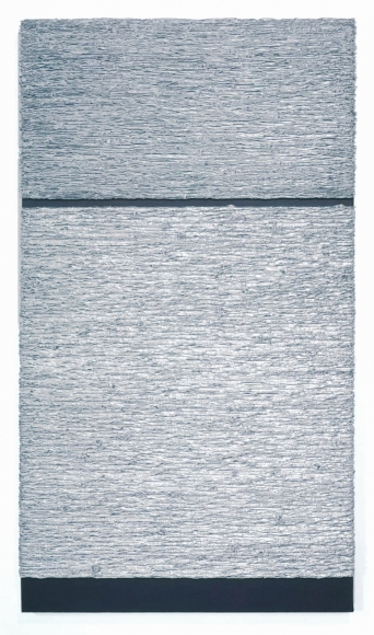 textured grey rectangle with split in upper half by donald moffett