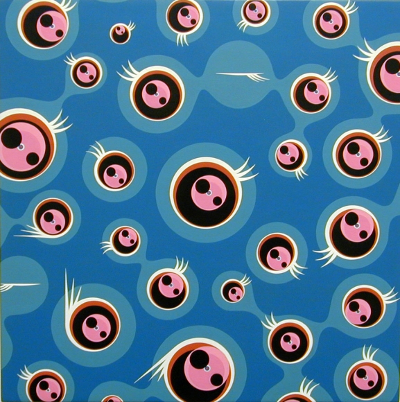 Jellyfish Eyes Nega, 2001, Acrylic on canvas mounted on wood