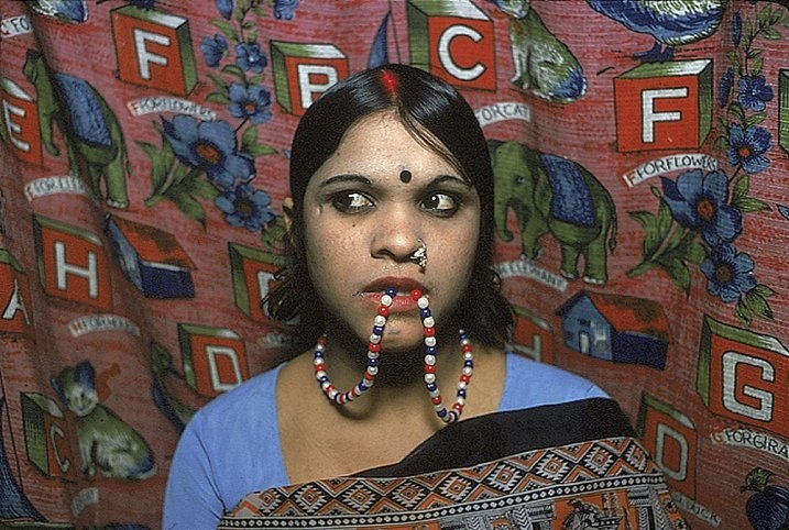 Rekha with Beads in her Mouth, Bombay, India (from Falkland Road Series), 1978, Cibachrome
