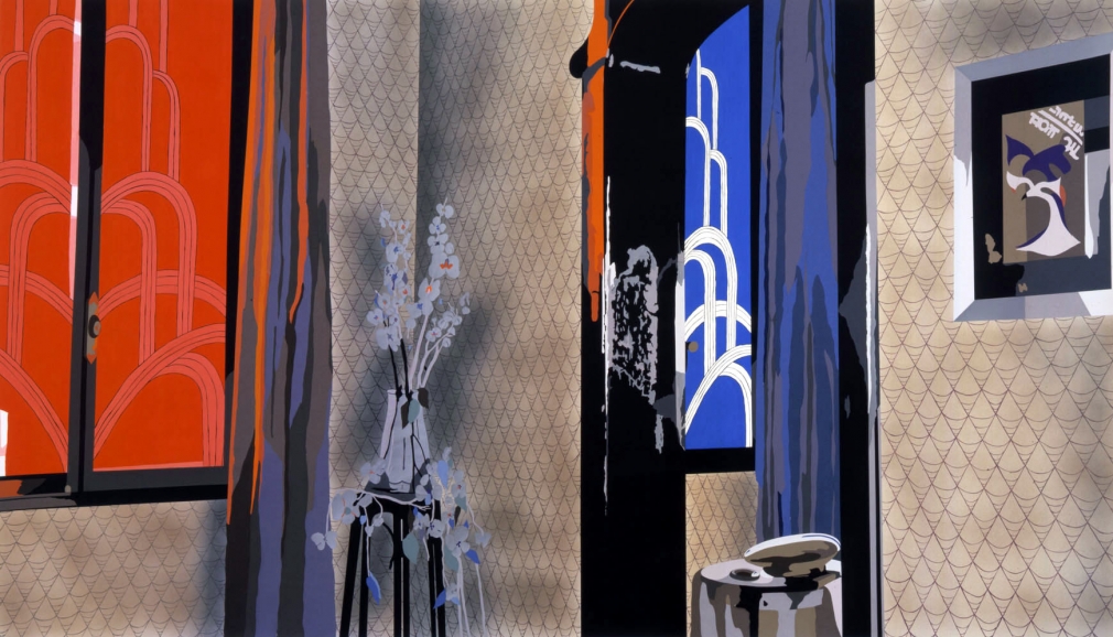 Interior with curtains and flowers by Francesca Gabbiani