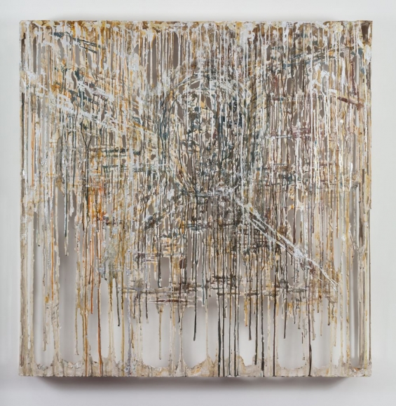 beige sculptural painting by diana al-hadid