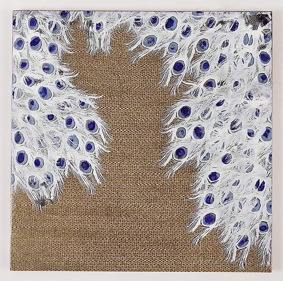 painting by andisheh avini with peacock feather pattern