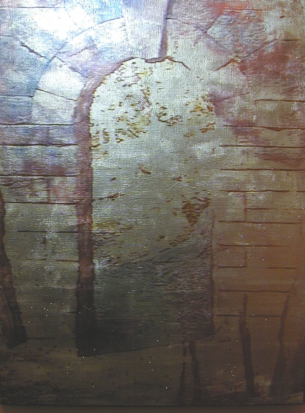 Gold / Passage, 2003 , Video projection, oil and enamel on linen
