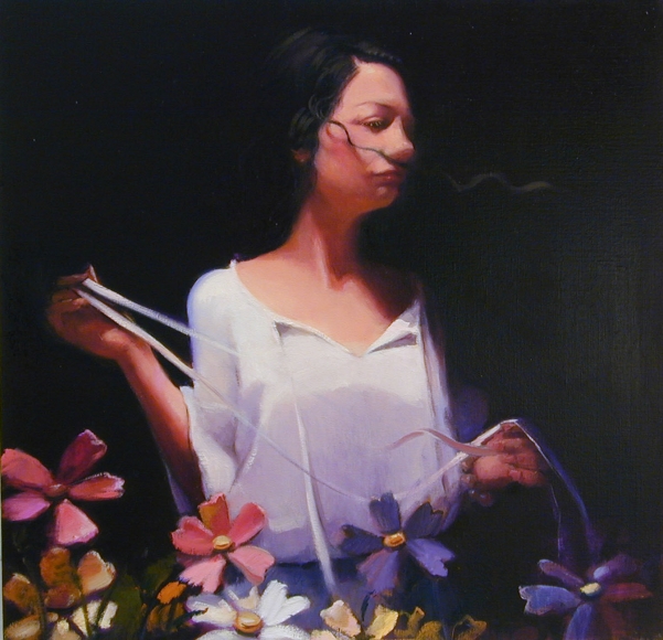 G. with Flowers, 2003, Oil on linen