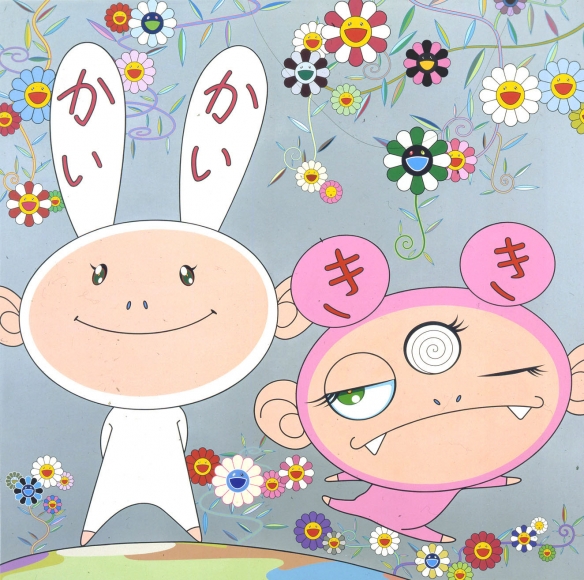 two figures with bunny ears by takashi murakami