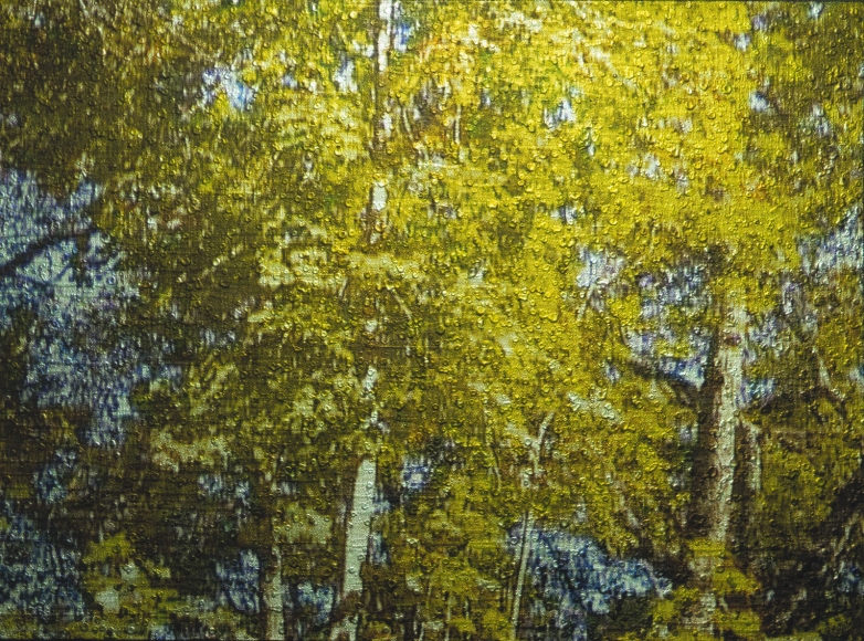 Gold / Landscape #9, 2003, Video projection, oil and enamel on linen