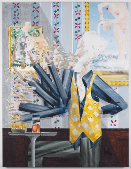 a painting of a man smoking by barnaby furnas for sale