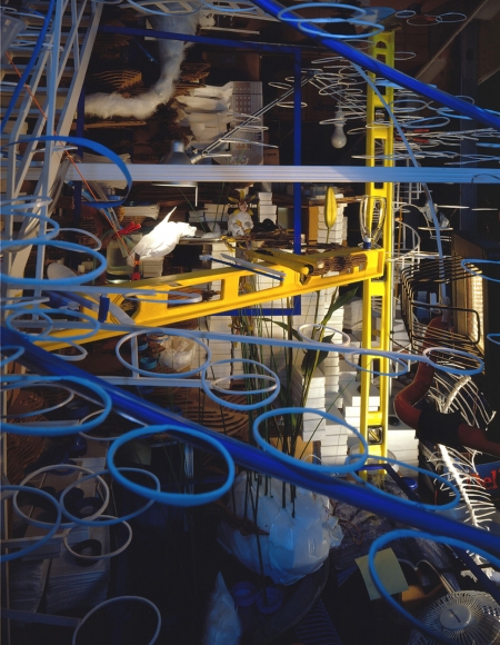 detail of mixed media compilation by sarah sze